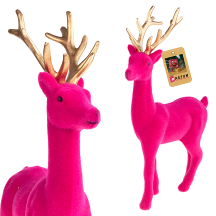 TG61448-7 SOB OBRÁCENÝ RŮŽOVÝ ZLATÝ PAROH PLASTOVÝ JELEN VELUR