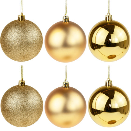 TG63127-2 Christbaumkugeln Christbaumkugel gold 8CM 6er Set Kugeln nicht klebend Strobe