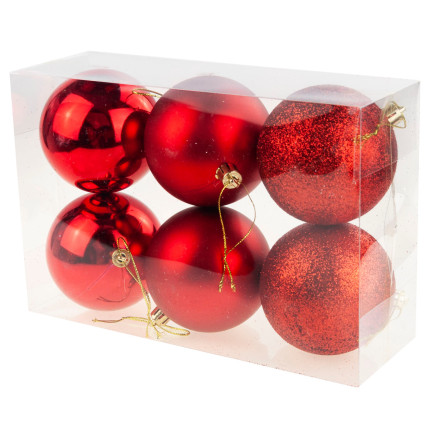 TG63172-3 Rotes Weihnachtsbaumschachtel-Set 6cm 6 Stück nicht abblätternde Weihnachtsbaumschachtel