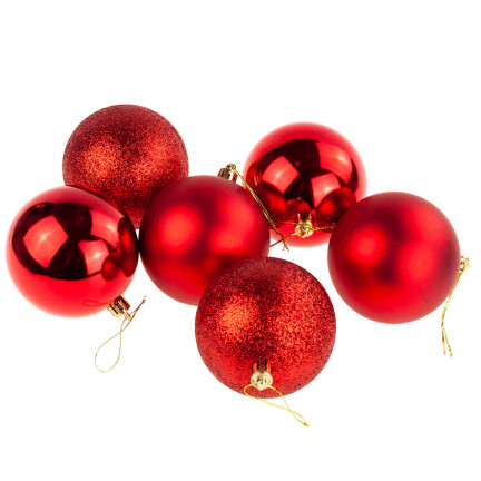 TG74324-4 KUGELN KUNSTSTOFFKUGELN SET 12PCS/KPL ROT WEIHNACHTSBAUMSCHMUCK