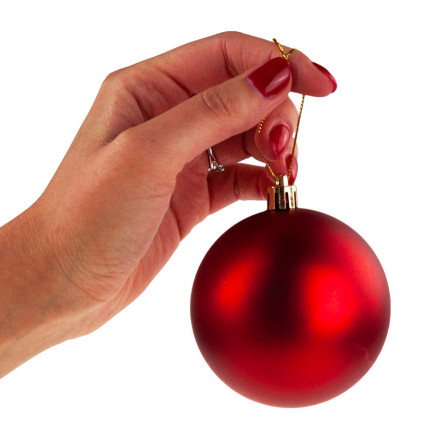 TG63172-3 Rotes Weihnachtsbaumschachtel-Set 6cm 6 Stück nicht abblätternde Weihnachtsbaumschachtel