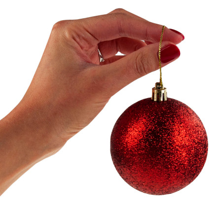 TG63172-3 Rotes Weihnachtsbaumschachtel-Set 6cm 6 Stück nicht abblätternde Weihnachtsbaumschachtel