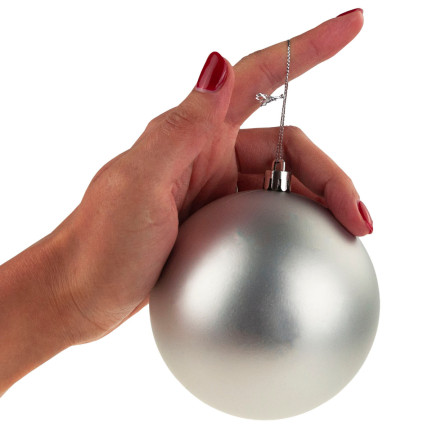 TG63128-1 SILBERNE WEIHNACHTSBAUMKUGELN 10CM 3ER SET UNZERBRECHLICHE KUGELN