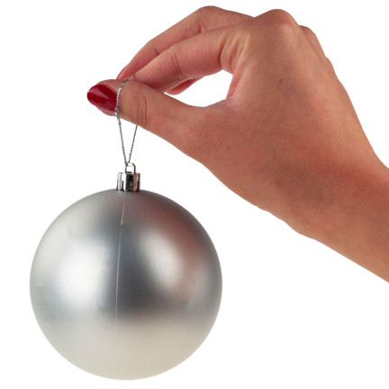 TG63128-1 SILBERNE WEIHNACHTSBAUMKUGELN 10CM 3ER SET UNZERBRECHLICHE KUGELN