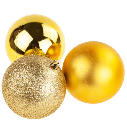 TG74324-3 CHRISTBAUMKUGELN 12 STK. 3CM SET GOLD GLITTER MATT GLITTER FÜR WEIHNACHTSBAUM