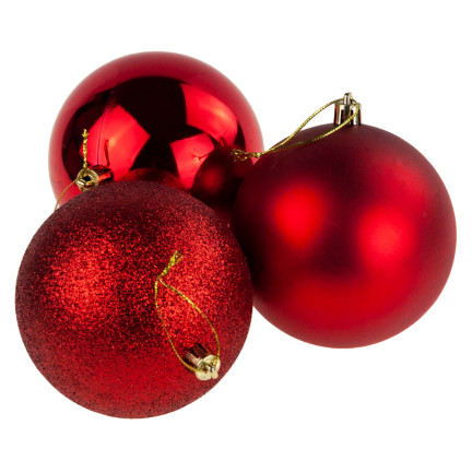 TG74324-4 KUGELN KUNSTSTOFFKUGELN SET 12PCS/KPL ROT WEIHNACHTSBAUMSCHMUCK