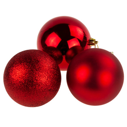 TG74324-4 KUGELN KUNSTSTOFFKUGELN SET 12PCS/KPL ROT WEIHNACHTSBAUMSCHMUCK