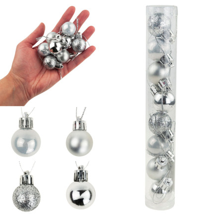 TG63160-1 WEIHNACHTSBAUMKUGELN SILBER 8TLG. 2CM UNZERBRECHLICH SET