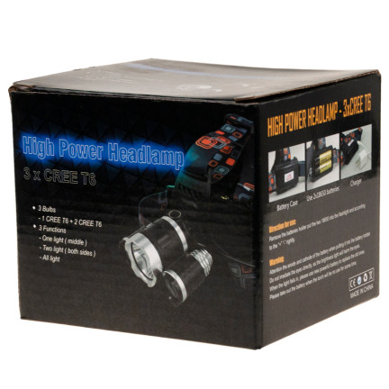 TG63200 ZOOM LED ZOOM CREE XML T6 HEADLIGHT 2 dobíjecí baterie + 2 nabíječky