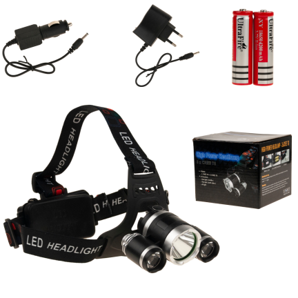 TG63200 ZOOM LED ZOOM CREE XML T6 HEADLIGHT 2 dobíjecí baterie + 2 nabíječky