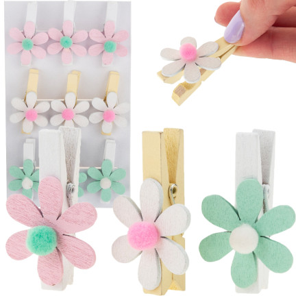 TG63859 DEKORATIVE HÖLZERNE MINI-CLIPS PASTELL 9PCS EASTERLY
