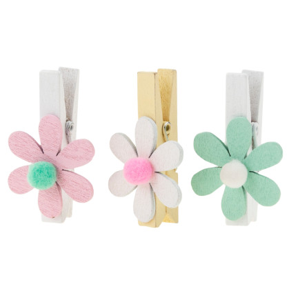 TG63859 DEKORATIVE HÖLZERNE MINI-CLIPS PASTELL 9PCS EASTERLY