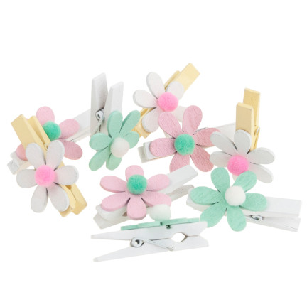 TG63859 DEKORATIVE HÖLZERNE MINI-CLIPS PASTELL 9PCS EASTERLY