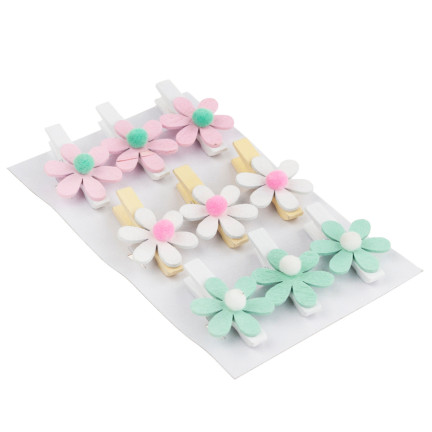 TG63859 DEKORATIVE HÖLZERNE MINI-CLIPS PASTELL 9PCS EASTERLY