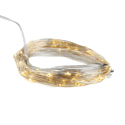 Lichterketten, solar garten, draht 100 LED warm