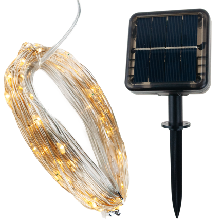 Lichterketten, solar garten, draht 100 LED warm