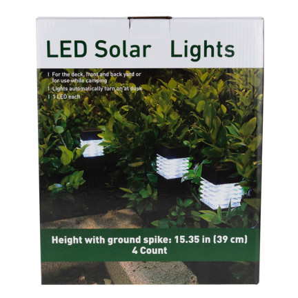 TG64670 - Set of 4 Solar LED Garden Stake Lights, Black, 39 cm