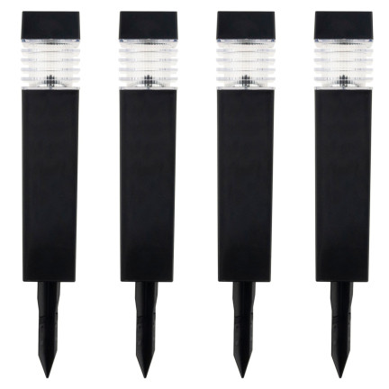 TG64670 - Set of 4 Solar LED Garden Stake Lights, Black, 39 cm
