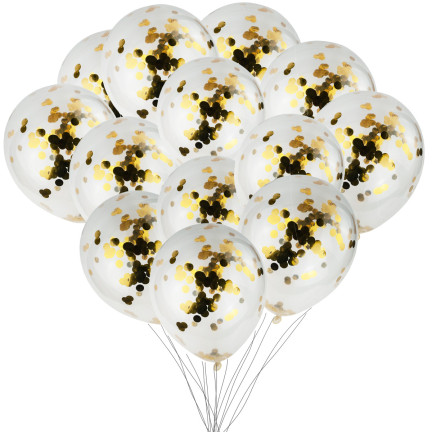 TG66226-1 GOLD KONFETTI LUFTBALLONS 100PCS TRANSPARENT GEBURTSTAG HOCHZEIT EMPFANG
