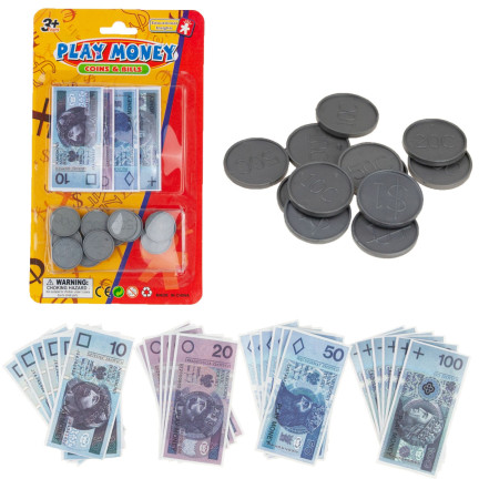 TG66239 SPIELZEUG GELD SET MÜNZEN + SCHEINE ZLOTYS