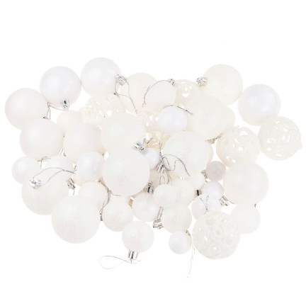 TG66272-1 Christbaumkugeln weiß KIT XXL 100pcs DECORATIONS Kugeln 6/4/3cm