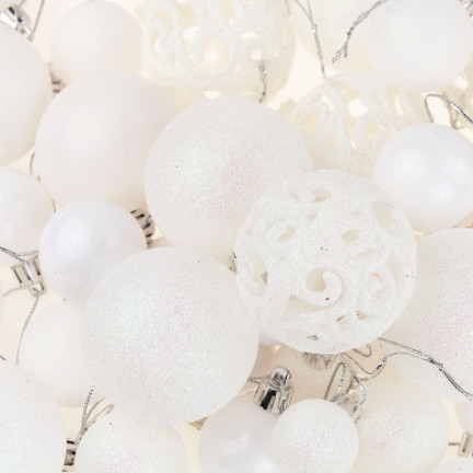 TG66272-1 Christbaumkugeln weiß KIT XXL 100pcs DECORATIONS Kugeln 6/4/3cm