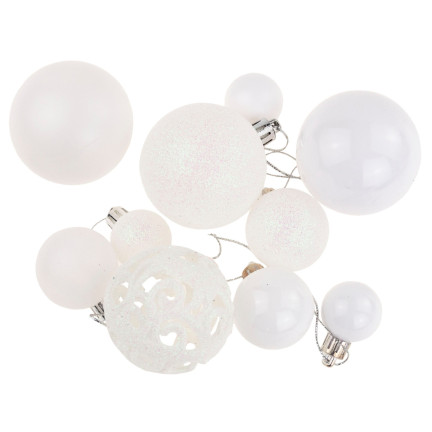 TG66272-1 Christbaumkugeln weiß KIT XXL 100pcs DECORATIONS Kugeln 6/4/3cm