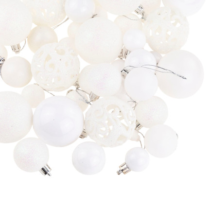 TG66272-1 Christbaumkugeln weiß KIT XXL 100pcs DECORATIONS Kugeln 6/4/3cm