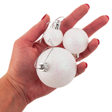 TG66272-1 Christbaumkugeln weiß KIT XXL 100pcs DECORATIONS Kugeln 6/4/3cm