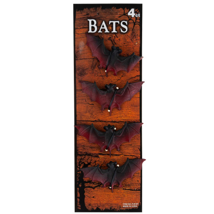 TG66289 FLEDERMÄUSE HALLOWEEN DEKORATION KÜNSTLICHE GRUSELIGE FLEDERMAUS 4PCS