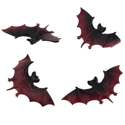 TG66289 FLEDERMÄUSE HALLOWEEN DEKORATION KÜNSTLICHE GRUSELIGE FLEDERMAUS 4PCS