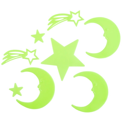 TG66304 Fluorescent Star Stickers: Glowing Stars and Space Sticker Set