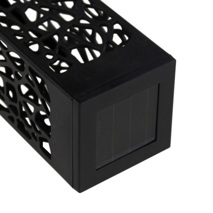 TG71286 SOLÁRNÍ ZAHRADNÍ LAMPA 6PCS OPENWORK LED LUCERNA POHÁNĚNÁ POST ČERNÁ