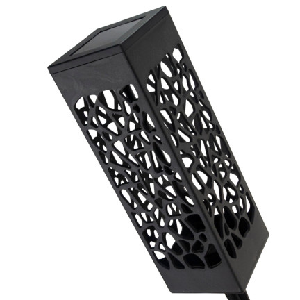 TG71286 SOLÁRNÍ ZAHRADNÍ LAMPA 6PCS OPENWORK LED LUCERNA POHÁNĚNÁ POST ČERNÁ