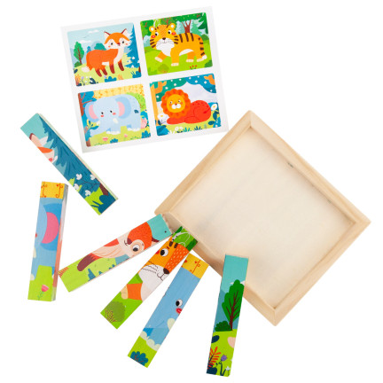 TG67009 PUZZLE DŘEVĚNÉ PUZZLE ZVÍŘATA 4V1 ZOO SAFARI VZDĚLÁVACÍ