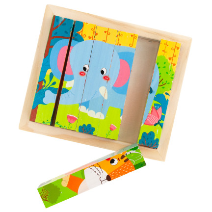 TG67009 PUZZLE DŘEVĚNÉ PUZZLE ZVÍŘATA 4V1 ZOO SAFARI VZDĚLÁVACÍ