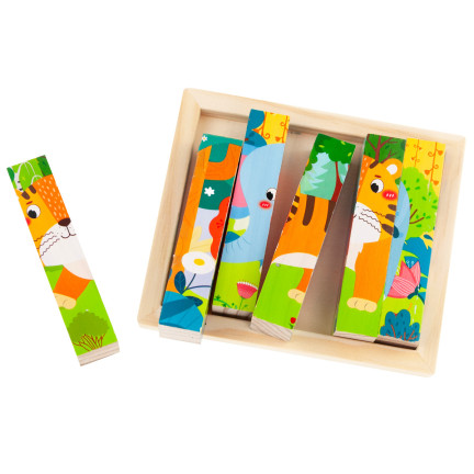TG67009 PUZZLE DŘEVĚNÉ PUZZLE ZVÍŘATA 4V1 ZOO SAFARI VZDĚLÁVACÍ