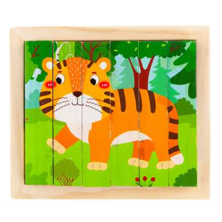 TG67009 PUZZLE DŘEVĚNÉ PUZZLE ZVÍŘATA 4V1 ZOO SAFARI VZDĚLÁVACÍ
