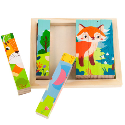 TG67009 PUZZLE DŘEVĚNÉ PUZZLE ZVÍŘATA 4V1 ZOO SAFARI VZDĚLÁVACÍ
