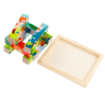TG67009 PUZZLE DŘEVĚNÉ PUZZLE ZVÍŘATA 4V1 ZOO SAFARI VZDĚLÁVACÍ