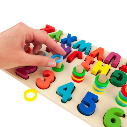 TG67011 montessori dřevěné skládačky abeceda číslice věda