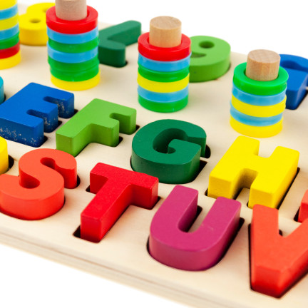 TG67011 montessori dřevěné skládačky abeceda číslice věda