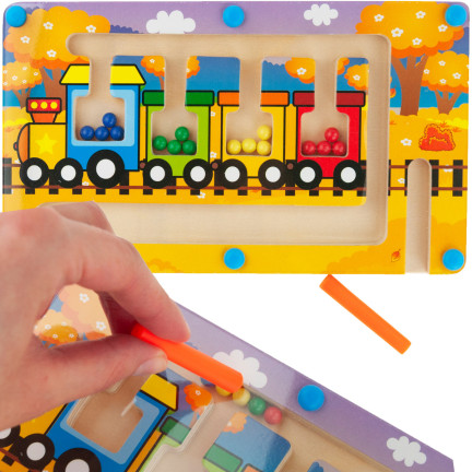 TG67022 MONTESSORI DŘEVĚNÉ MAGNETICKÉ VLAKOVÉ BLUDIŠTĚ