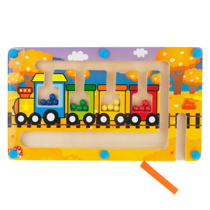 TG67022 MONTESSORI DŘEVĚNÉ MAGNETICKÉ VLAKOVÉ BLUDIŠTĚ