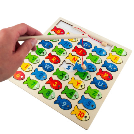TG67024 SPIEL ANGELN HOLZFISCH LERNEN ALPHABET PUZZLE BUCHSTABEN PUZZLES