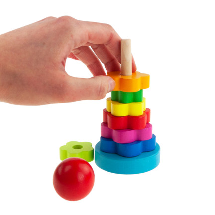 TG67026 PIRAMID SORTER Montessori VĚŽOVÉ DŘEVĚNÉ BLOKY Puzzle