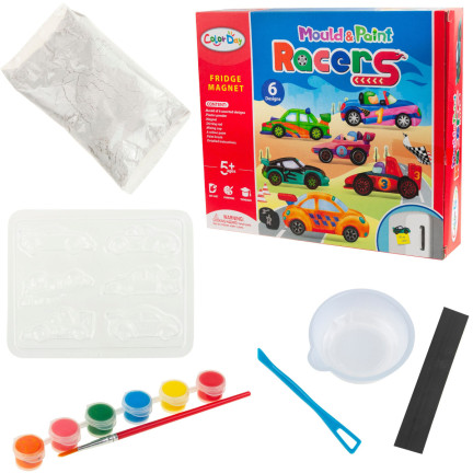 TG67291 MAGNETY NA LEDNICI UDĚLEJ SI SÁM KREATIVNÍ SADA DIY AUTA SÁDROVÉ BARVY