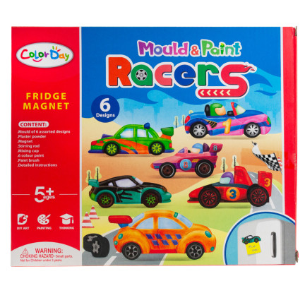 TG67291 MAGNETY NA LEDNICI UDĚLEJ SI SÁM KREATIVNÍ SADA DIY AUTA SÁDROVÉ BARVY