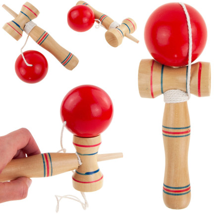 TG67313 KENDAMA DŘEVĚNÁ KLASICKÁ JAPONSKÁ ARKÁDOVÁ HRA NA CHYTÁNÍ MÍČKŮ