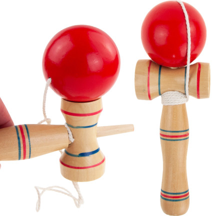 TG67313 KENDAMA DŘEVĚNÁ KLASICKÁ JAPONSKÁ ARKÁDOVÁ HRA NA CHYTÁNÍ MÍČKŮ